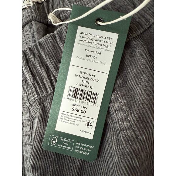 NWT Alpine Design Women's Deep Slate Cord Hike Pant Size L - Picture 8 of 9